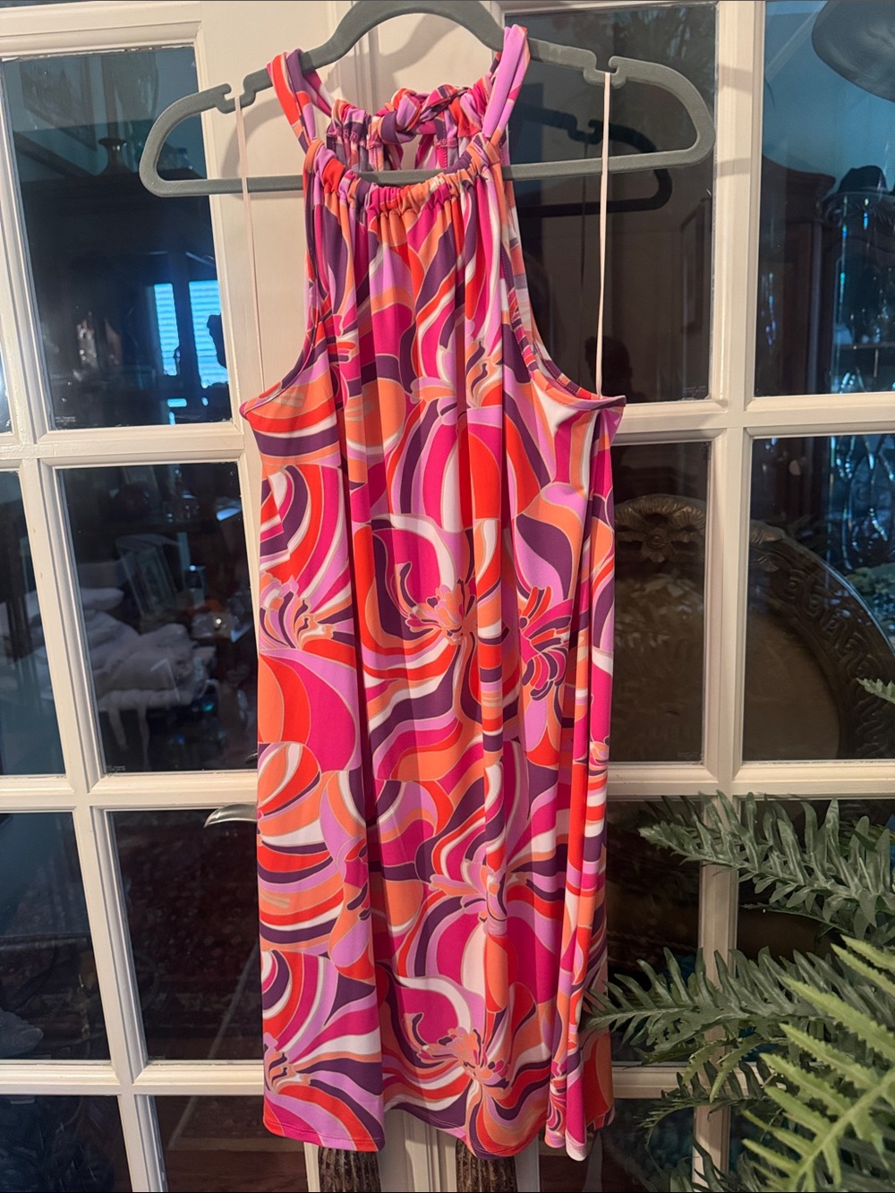 Trina Turk Juju Retro Swirl Halter Mini Dress XL Like New